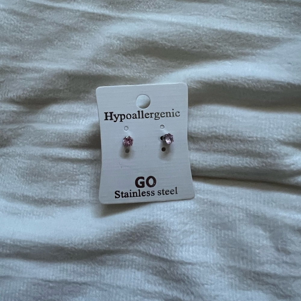 Pink stainless steel earrings